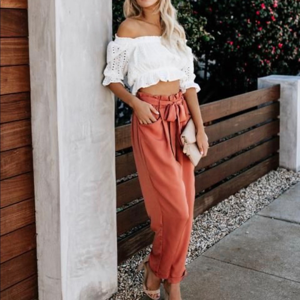 VICI cynthia white eyelet crop top